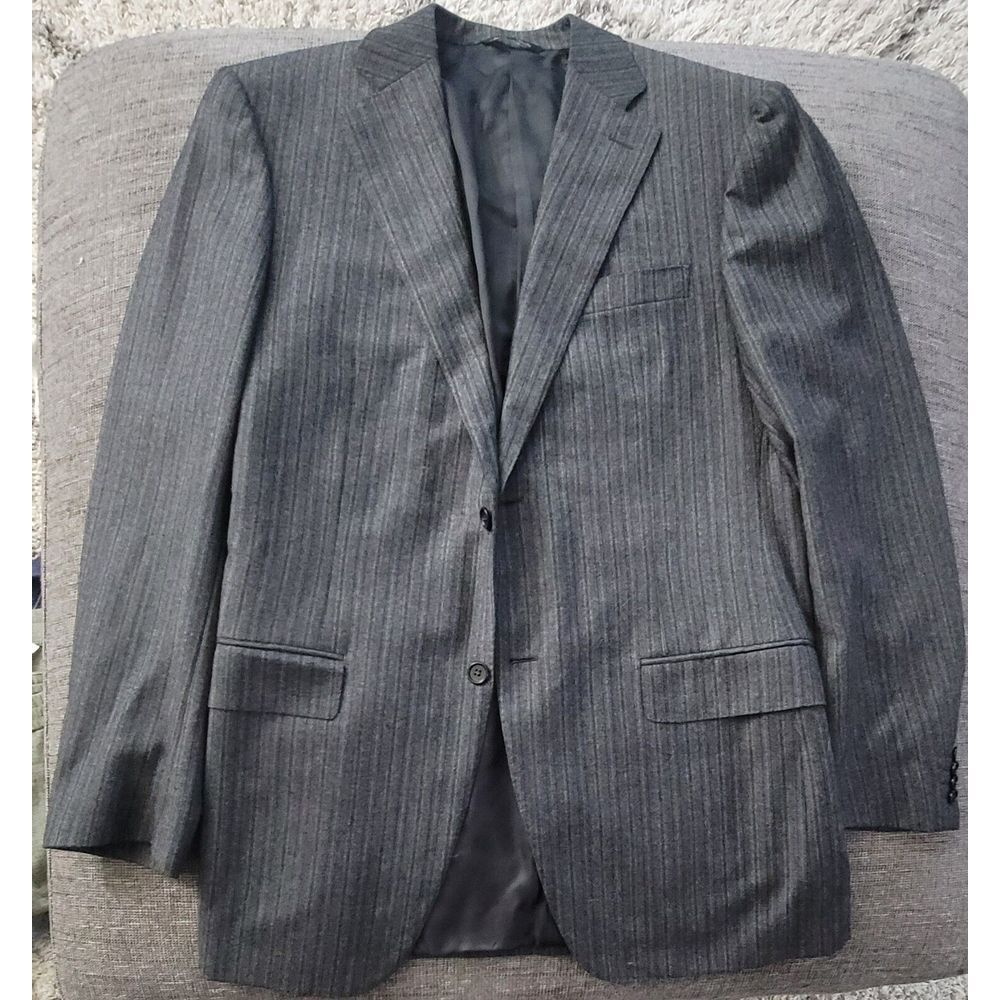 Canali Men's Grey Stripe Wool Cashmere Silk Natural Comfort Sport Coat Size 42 L